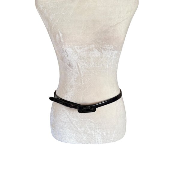 Lauren Ralph Lauren shiny black leather belt women's size medium - Picture 2 of 8